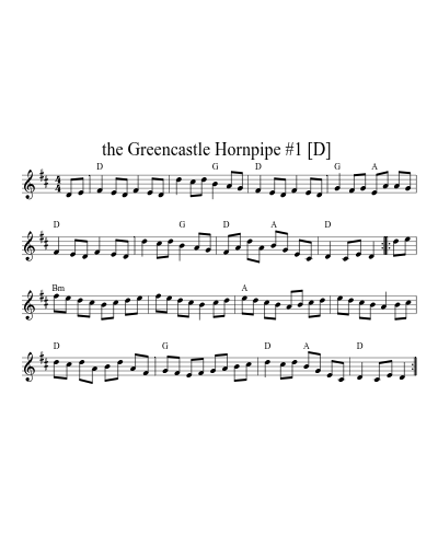 the Greencastle Hornpipe #1  [D] (Version 2) sheet music preview
