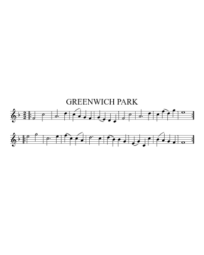 Greenwich Park (Version 2) sheet music preview