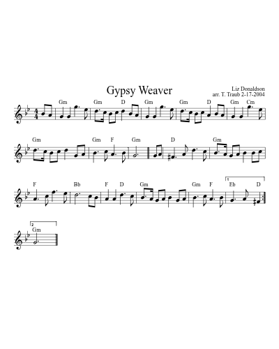 Gypsy Weaver (Version 2) sheet music preview