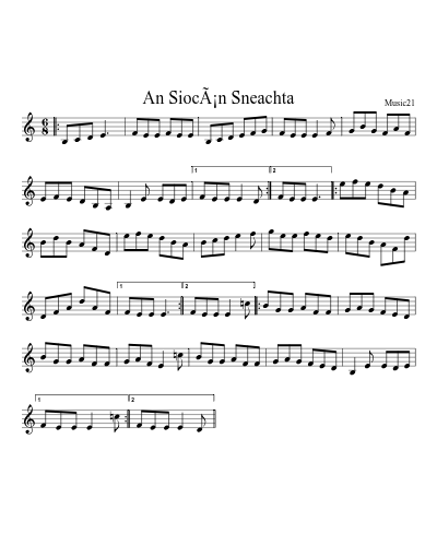 An SiocÃ¡n Sneachta sheet music preview