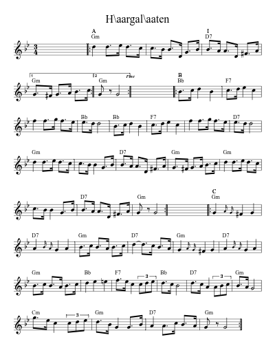 H\aargal\aaten (Version 3) sheet music preview