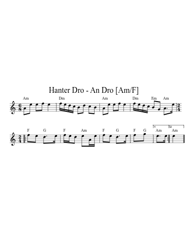 Hanter Dro - An Dro    [Am/F] sheet music preview