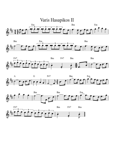 Varis Hasapikos II (Version 4) sheet music preview