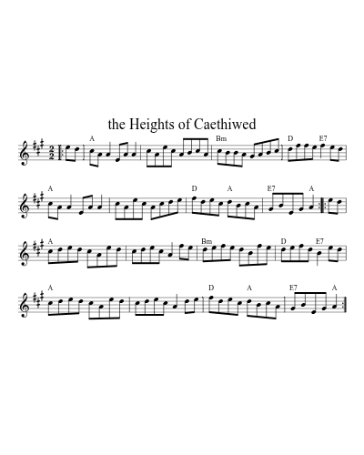 the Heights of Caethiwed (Version 2) sheet music preview