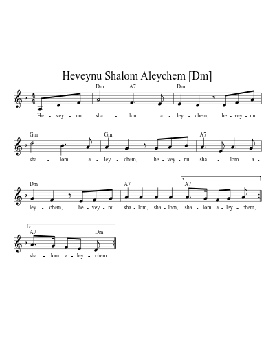 Heveynu Shalom Aleychem [Dm] (Heveynu Shalom Aleychem) sheet music preview