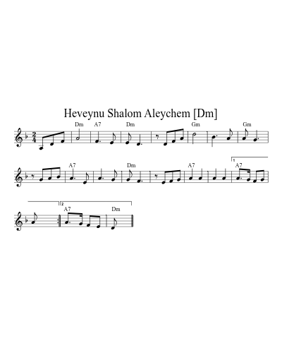 Heveynu Shalom Aleychem [Dm] (Heveynu Shalom Aleychem2 V) (#31811) sheet music preview