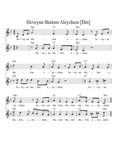 Heveynu Shalom Aleychem [Dm] (Version 9) sheet music preview