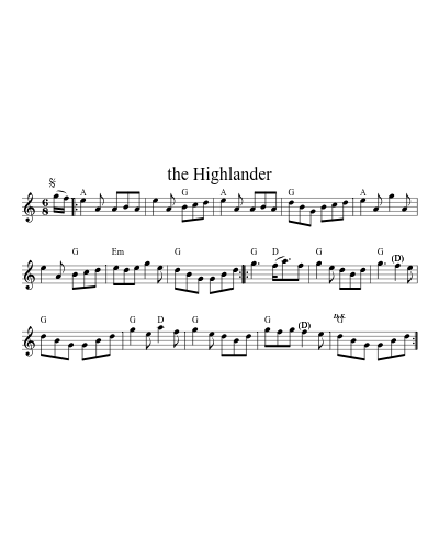 The highlander (Version 5) sheet music preview
