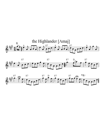 the Highlander   [Amaj] sheet music preview