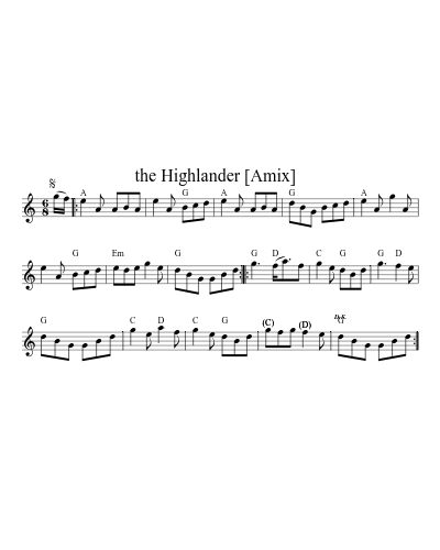 the Highlander   [Amix] sheet music preview