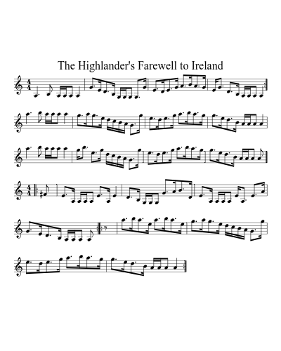 The Highlander's Farewell to Ireland sheet music preview