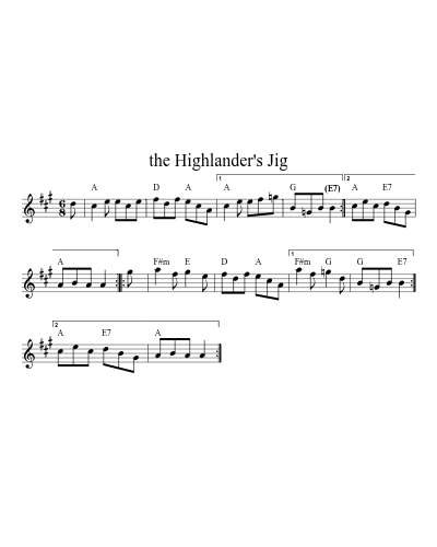 the Highlander's Jig sheet music preview