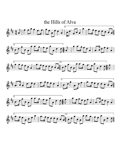 the Hills of Alva sheet music preview