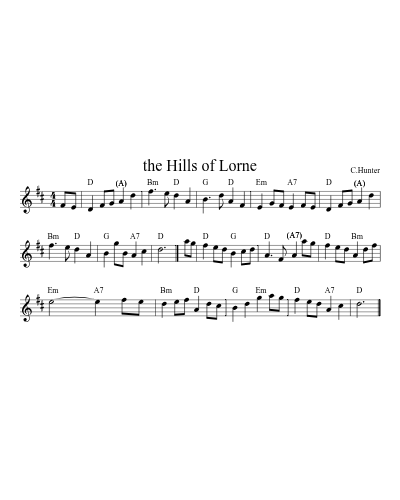 The hills of Lorne (Version 2) sheet music preview