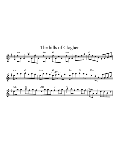 The hills of Clogher (Version 2) sheet music preview