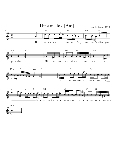 Hine ma tov   [Am] (Version 3)
