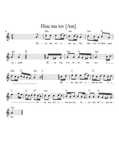 Hine ma tov   [Am] (Version 4)