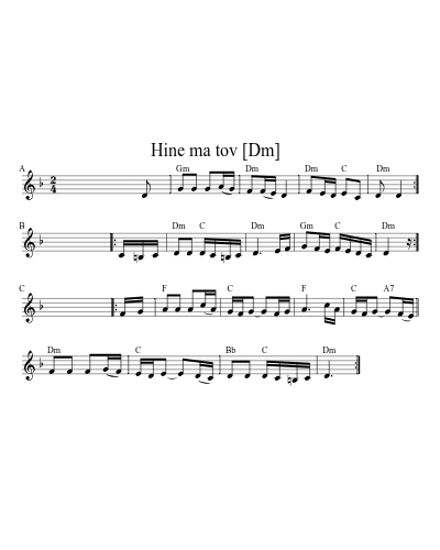 Hine ma tov   [Dm] sheet music preview