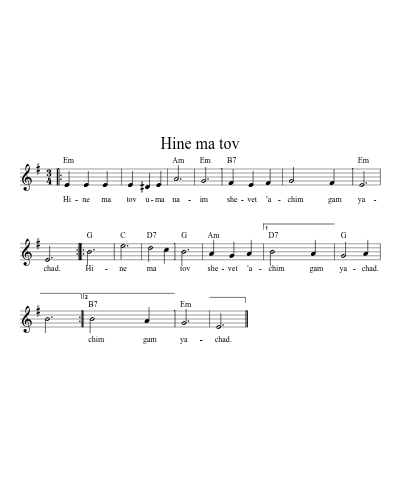 Hine ma tov (Version 8) sheet music preview