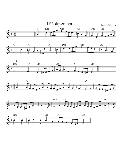 H\"okpers Vals (Version 8) sheet music preview