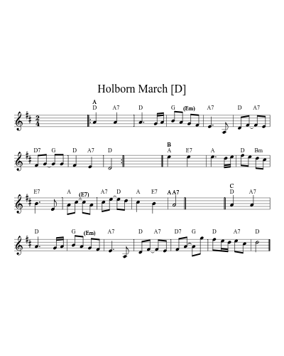 Holborn March [D] (Version 3) sheet music preview