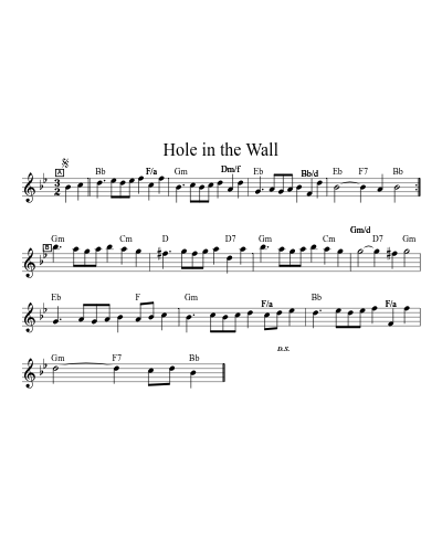 Hole in the Wall (Version 5) sheet music preview
