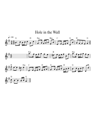 Hole in the Wall (Version 9) sheet music preview