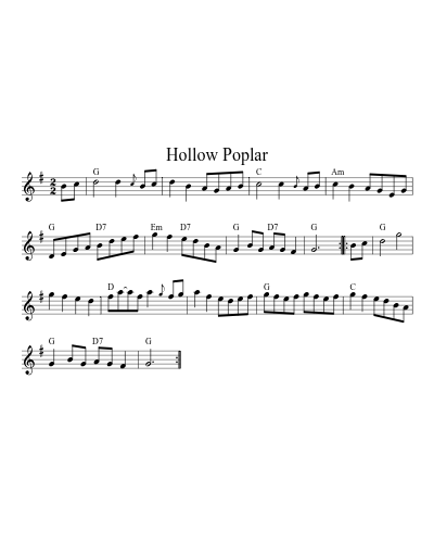 Hollow Poplar (Version 8) sheet music preview