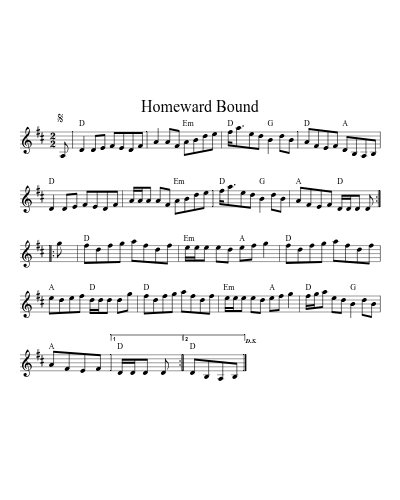 Homeward Bound (Version 4) sheet music preview