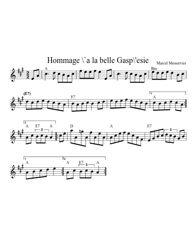 Hommage \`a la belle Gasp\'esie (Version 3) sheet music preview