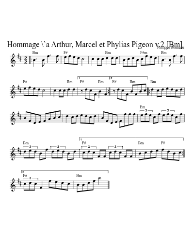 Hommage \`a Arthur, Marcel et Phylias Pigeon v.2   [Bm]