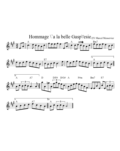 Hommage \`a la belle Gasp\'esie (Version 9) sheet music preview