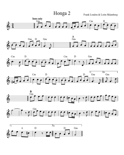 Honga 2 (Version 2) sheet music preview