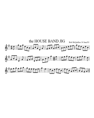 the HOUSE BAND JIG (House Band Jig) sheet music preview