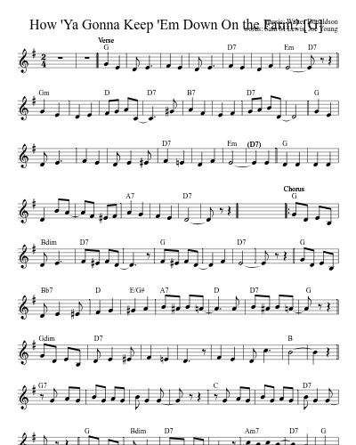 How 'Ya Gonna Keep 'Em Down On the Farm?  [G] (Version 2)