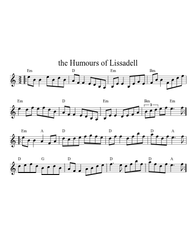 The Humours Of Lissadell (Version 2) sheet music preview