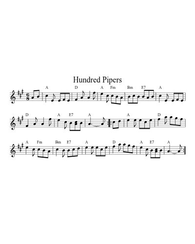 Hundred Pipers (Version 3) sheet music preview