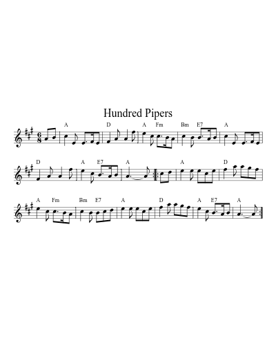 Hundred Pipers (Version 4) sheet music preview