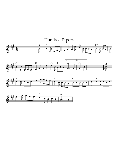 Hundred Pipers (Version 7) sheet music preview