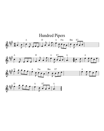Hundred Pipers (Version 10) sheet music preview