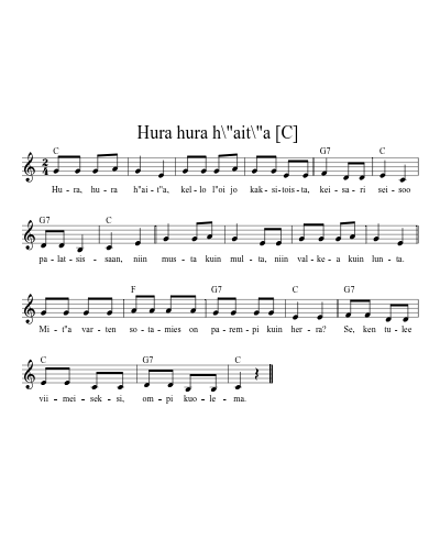 Hura hura h\"ait\"a  [C] (Version 4)