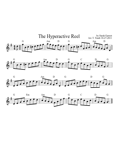 The Hyperactive Reel sheet music preview