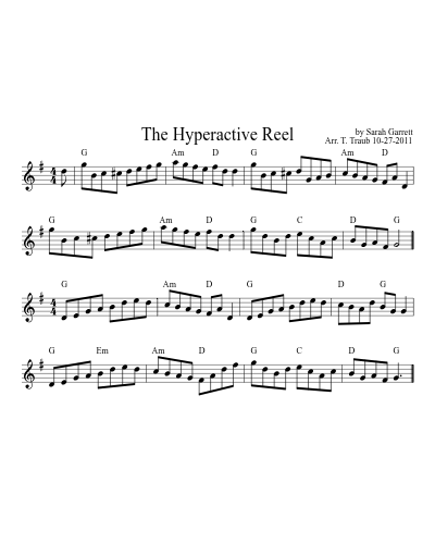 The Hyperactive Reel (Version 2) sheet music preview