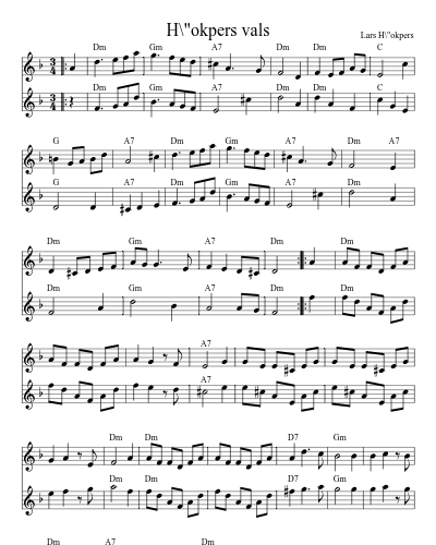 H\"okpers Vals (Version 14) sheet music preview