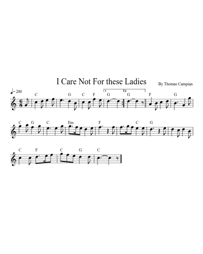 I Care Not For These Ladies (Version 5) sheet music preview