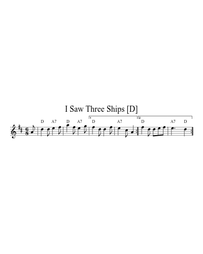 I Saw Three Ships [D] (Version 3) sheet music preview