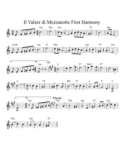 Il Valzer di Mezzanotte First Harmony sheet music preview