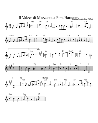 Il Valzer di Mezzanotte First Harmony (Version 2) sheet music preview