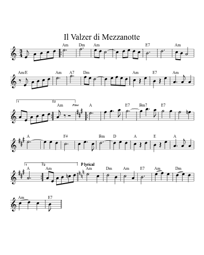 Il Valzer di Mezzanotte (Version 2) sheet music preview