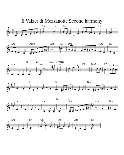 Il Valzer di Mezzanotte Second harmony sheet music preview